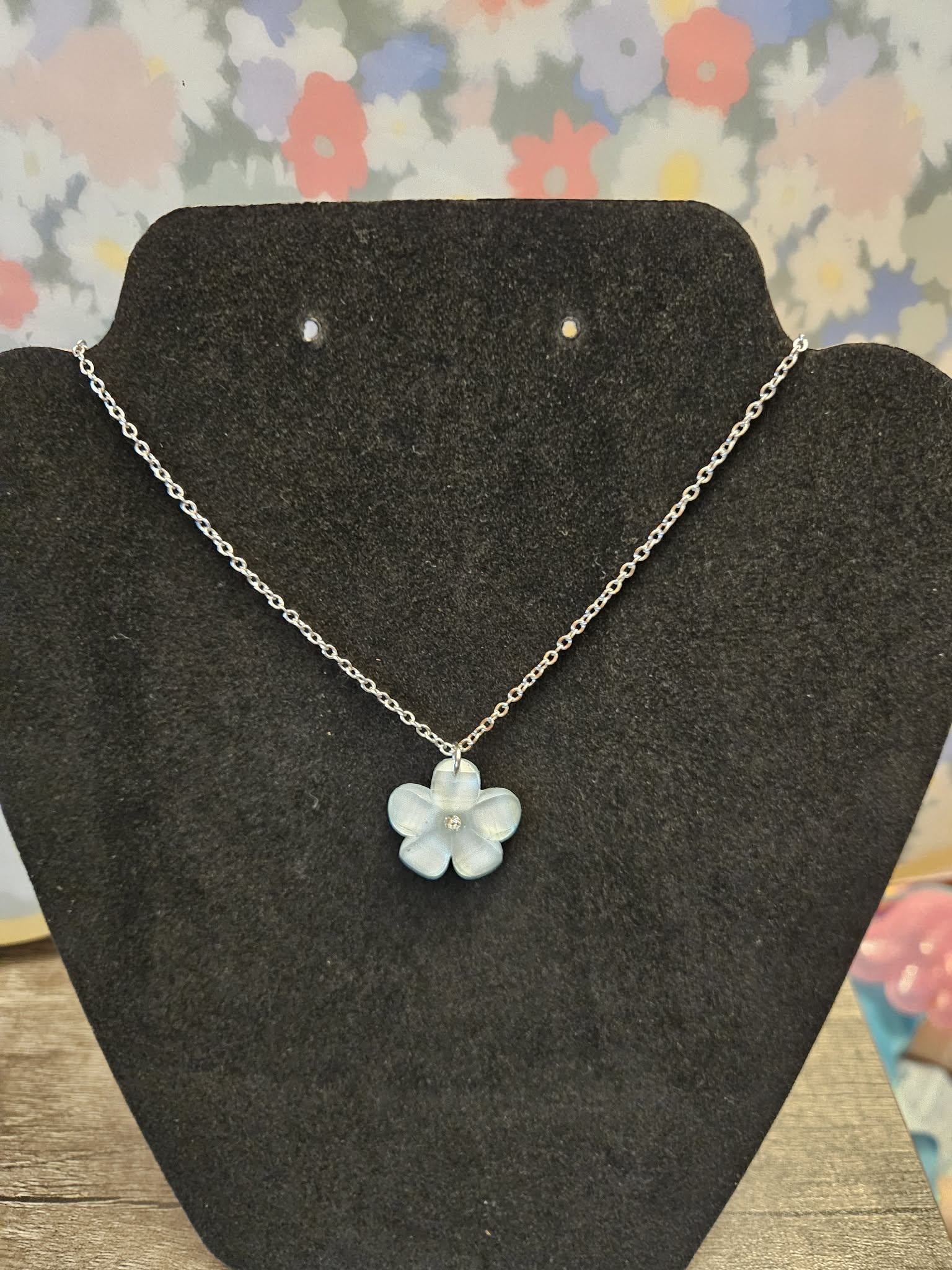 Light Blue Flower Necklace