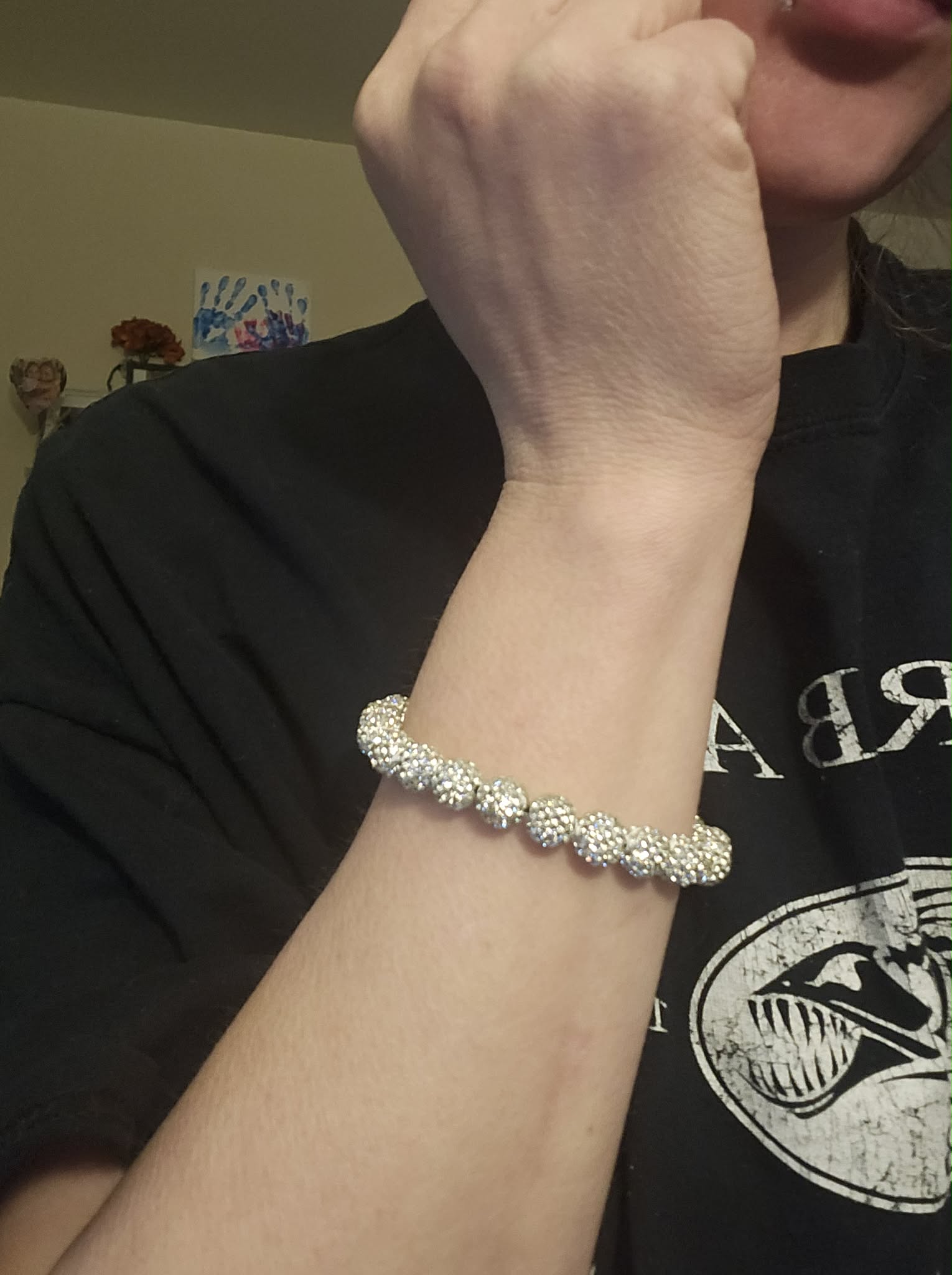 Beaded Bracelet, Rhinestone disco ball design