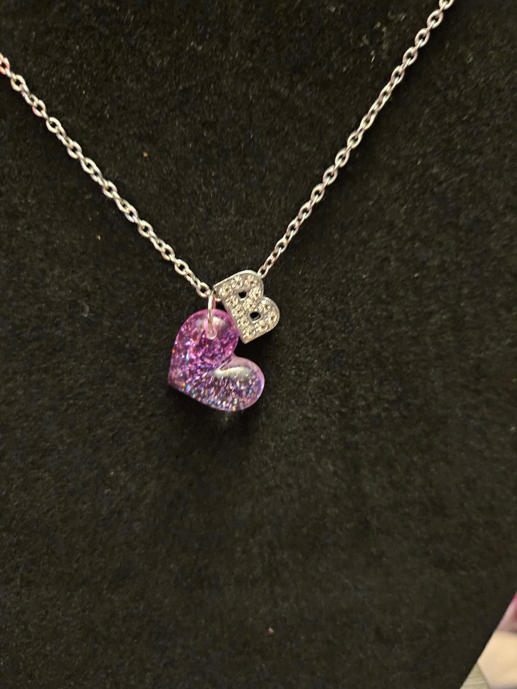 Bubble heart Necklace with initial pedant