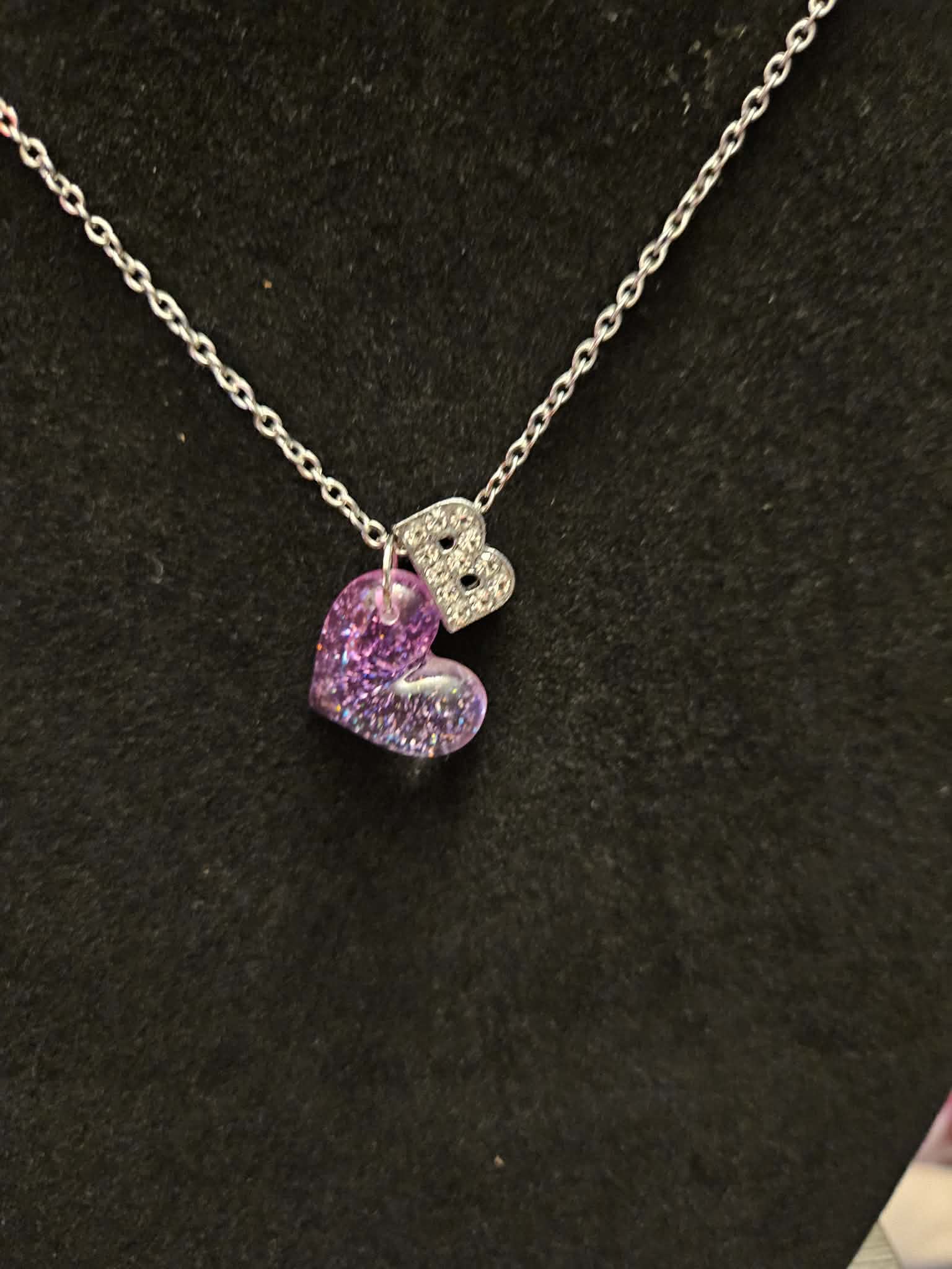 Bubble heart Necklace with initial pedant