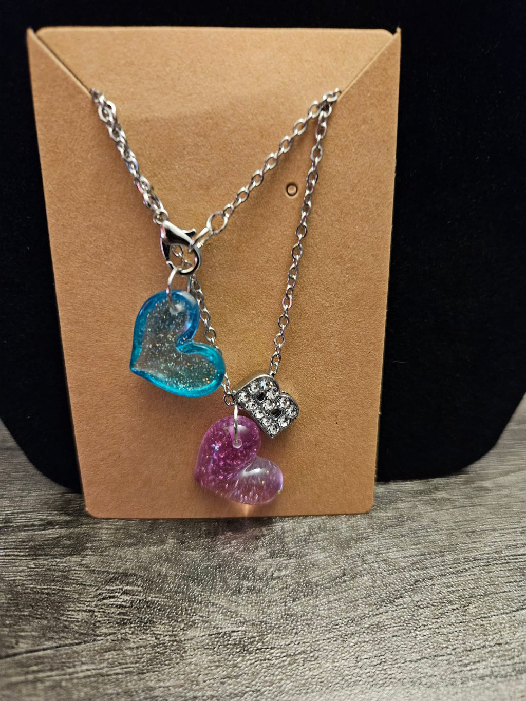 Bubble heart Necklace with initial pedant